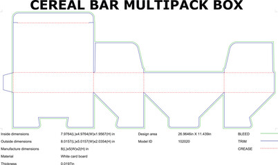 Cereal Bar Multipack Box Die Cut Template Vector Illustration Blueprint