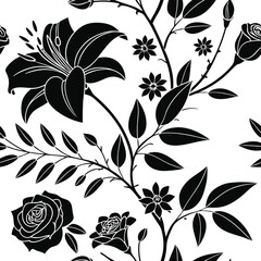 black and white floral background