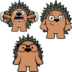 funny porcupine cartoon expressions pack collection in vector format