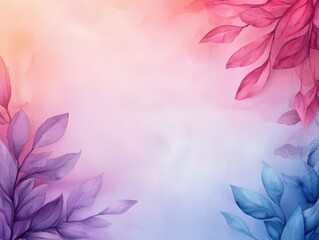 A soft watercolor background featuring delicate leaves in shades of pink and blue, creating a serene and artistic atmosphere.
