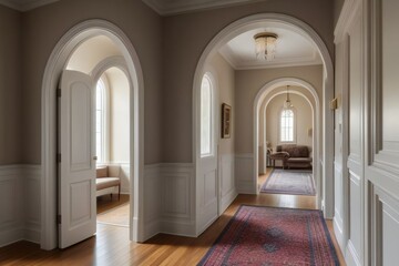 Sunlit beige hallway