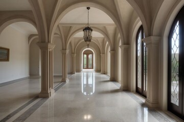 Obraz premium Sunlit beige hallway