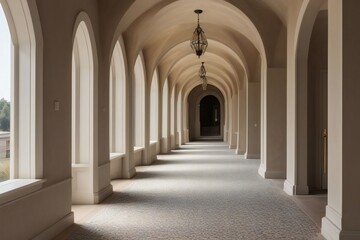 Fototapeta premium Sunlit beige hallway