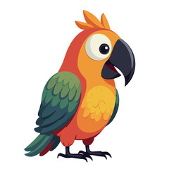 Cute cartoon parrot illustration on transparent background with playful mood and bright colors