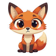 Cute cartoon fox illustration on transparent background with cheerful mood and rich colors