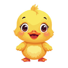Cute cartoon duckling illustration on transparent background with joyful mood and bright colors
