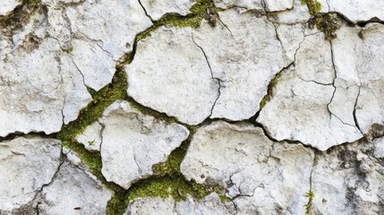 Obraz premium Cracked white surface with moss