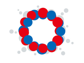  大阪EXPO万博スタイルの青と赤とグレーのイラストフレームベクター背景13