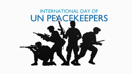 A tribute to UN Peacekeepers on the International Day of Peacekeepers. This vector shows saluting soldiers in blue helmets, symbolizing peace, bravery, and international cooperation.
