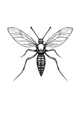 Obraz premium Detailed black and white illustration of a fly (1)