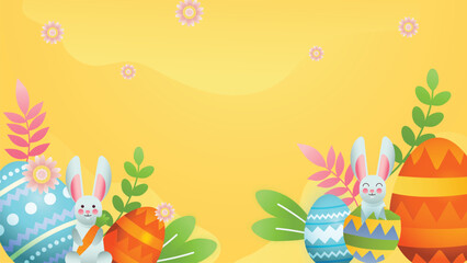 Obraz premium Easter with Egg and Rabbit Vector Background