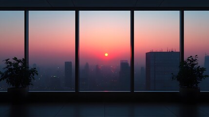 Fototapeta premium Sunset through office windows