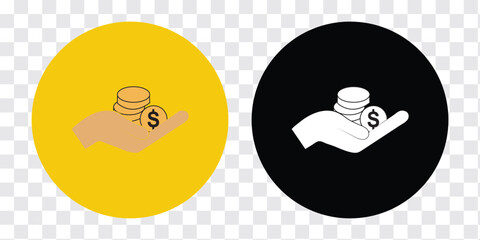 Hands with Dollar Icon. Hand holding money bag flat vector icon Design.