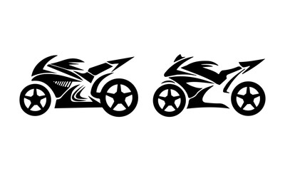 Naklejka premium Sport bike silhouette vector, racing bike side view vector, superbike silhouette.