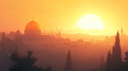Golden sunrise over Jerusalem