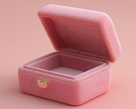 Elegant pink jewelry box with soft texture, open and ready for accessories