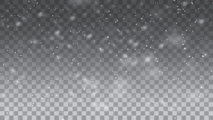 Vector snowfall isolated. Winter background. Snow overlay illustration.