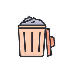 Trash can colored icons, minimalist vector illustration ,simple transparent graphic element .Isolated on white background