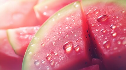Fresh watermelon slices with water droplets