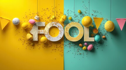 Bright and Colorful April Fool's Day Greeting Card Design with Fun Elements and Vibrant Backgrounds
