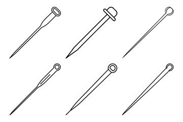 needle and pins line icon set vector illustration design with white background