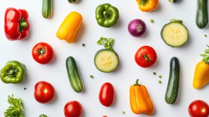 Colorful fresh vegetables arranged in a pattern