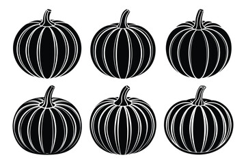 Pumpkin Icon silhouette set Flat Graphic Design. Pumpkin Flat Design Vegetable Icon with white background