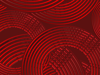 Abstract red glowing geometric lines on dark red background. Modern shiny red circle lines pattern. Futuristic technology concept, perfect for covers, posters, banners, brochures, websites, etc.	