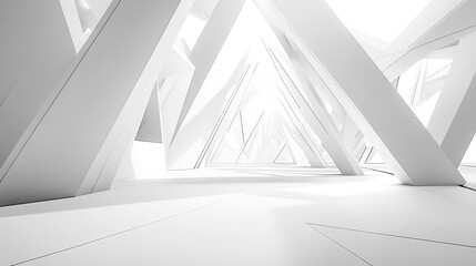 Obraz premium White, modern, minimalist architecture with glass and white triangular shapes