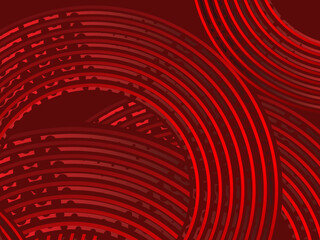 Abstract red glowing geometric lines on dark red background. Modern shiny red circle lines pattern. Futuristic technology concept, perfect for covers, posters, banners, brochures, websites, etc.	