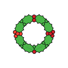christmas wreath on white background