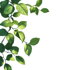 Fototapeta premium Lush Green Leaves on Black Background Nature Illustration
