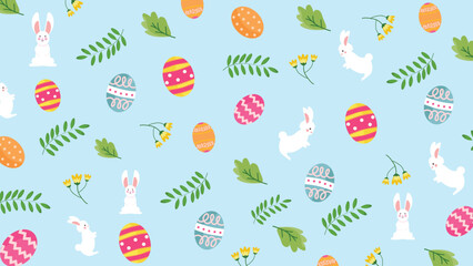 Easter with Egg and Rabbit Vector Background