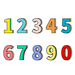 カラフルでポップな3dの立体的な数字アイコンのセット（ベクター）