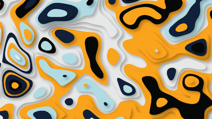 Abstract colorful 3D multi layer paper cut liquid geometric pattern topography background.