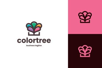creative colorful tree logo vector