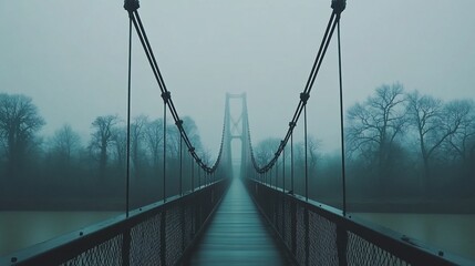 Fototapeta premium Misty suspension bridge