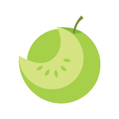 Gooseberry slice with pale green tones and seeds isolated on white background