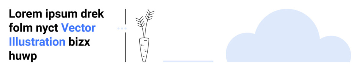 Carrot with leafy top, minimal text, and cloud element in a clean design. Ideal for agriculture, nature, gardening, simplicity, health, organic produce and a simple landing page