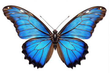 pair of blue butterfly wings on a white background