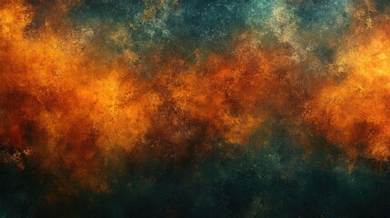 Obraz premium Abstract painting with vibrant orange and teal colors