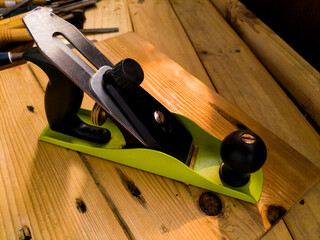 hand plane on wood board