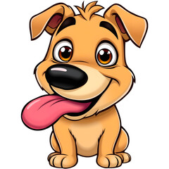 Obraz premium Silly cartoon dog with googly eyes and big tongue. png isolated background. transparent background