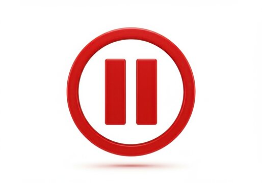 A red pause button symbol isolated on white background