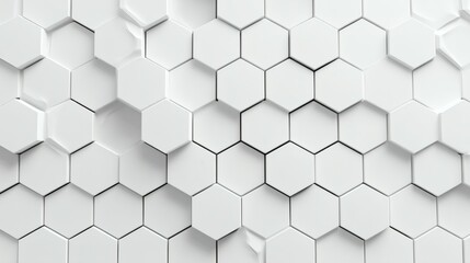Clean White Hexagon Tiles Background Texture Full Geometric Surface Design