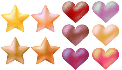 メタリックなハートとスターのセット