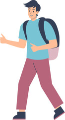 Illustration of University Student. Flat Vector Character