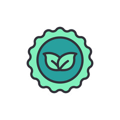 Vegan label colored icons, minimalist vector illustration ,simple transparent graphic element .Isolated on white background