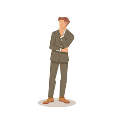 businessman standing for thinking search idea isolated illustration