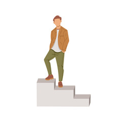 man standing on stairs isolated illustration